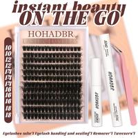 HOHADBR Ultra Fluffy Cluster False Eyelashes –  Volume Lash Extension Kit   Waterproof D Curl Extension Set with Bond & Sea...