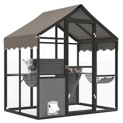 Garvee Catio Outdoor Cat Enclosure, Large Catio with Weatherproof Roof, Channels & Side Door, UV Proof Cover, Huge Condo, Pla...
