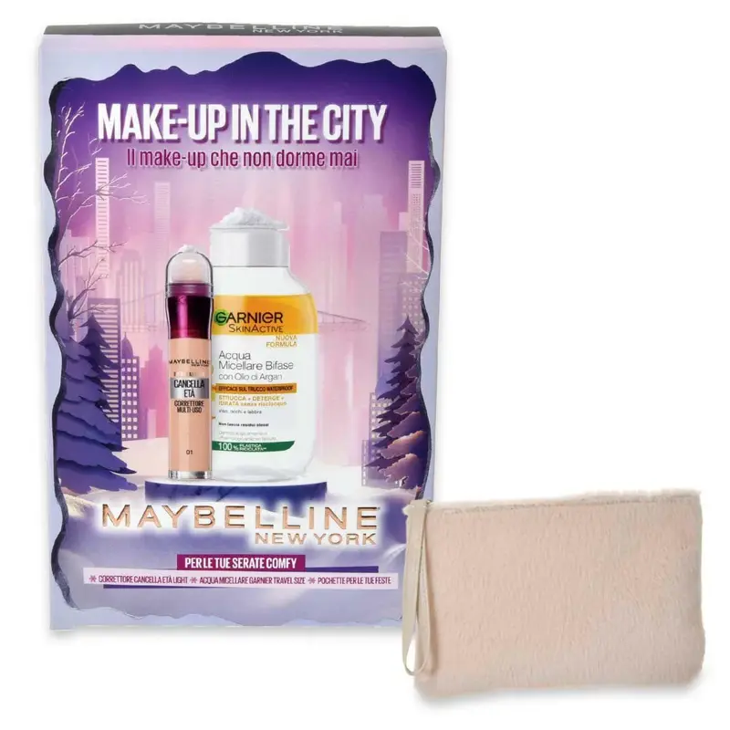 Maybelline New York Pochette + Cancella Eta' N.01+ Micelllare Bifasica 100 Ml