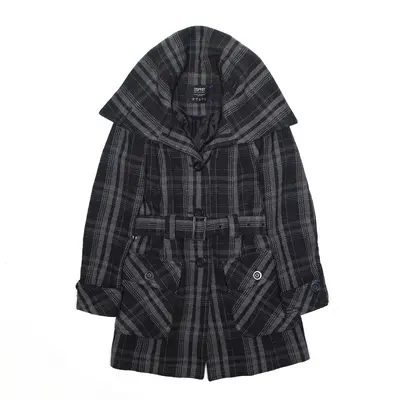 ESPIRIT Trench Coat Grey Check Womens UK 6