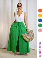 Women's Plain Drawstring High Waist Skirt, Casual Boho Pocket Wrap Skirt for Summer, Ladies Bottoms for Beach Holiday Vacatio...