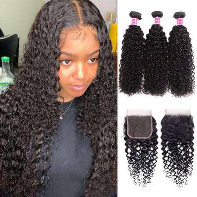 Best Jerry Curly Hair 3 Bundles With Closure 100% Human Hair-AshimaryHair.com