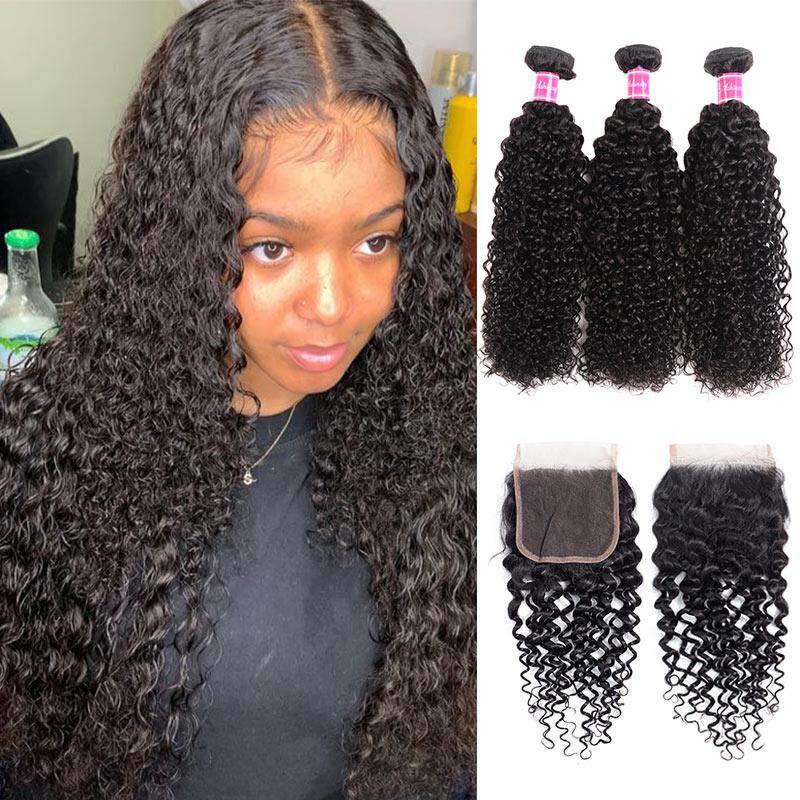 Best Jerry Curly Hair 3 Bundles With Closure 100% Human Hair-AshimaryHair.com