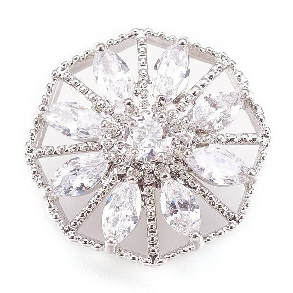 Rack Plating Brass Micro Pave Cubic Zirconia Shank Buttons