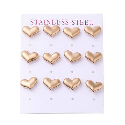 Ion Plating(IP) 304 Stainless Steel Heart Stud Earrings