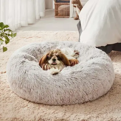 Gradient Cozy Plush Pet Bed with Non Slip Bottom Design, 1 Count Warm Long Plush Cushion Bed, Soft Pet Furniture, Pets Access...