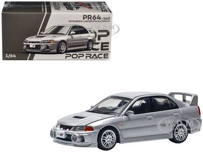 Mitsubishi Lancer Evolution IV RHD (Right Hand Drive) Steel Silver Metallic 1/64 Diecast Model Car by Pop Race