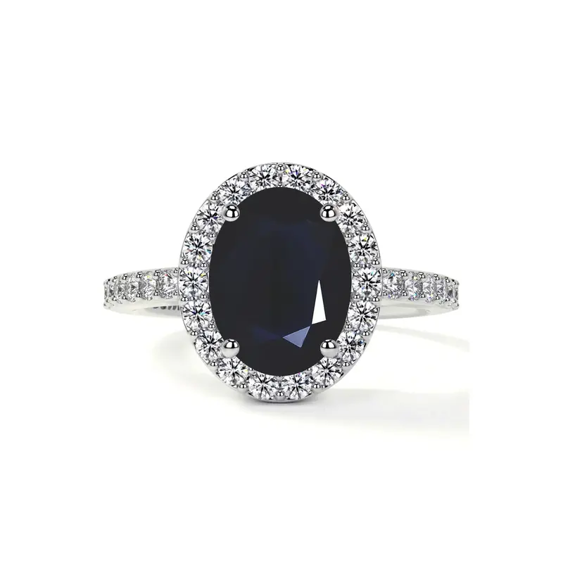 10K White Gold Oval Cut Custom Engagement Ring Gemstone Rings