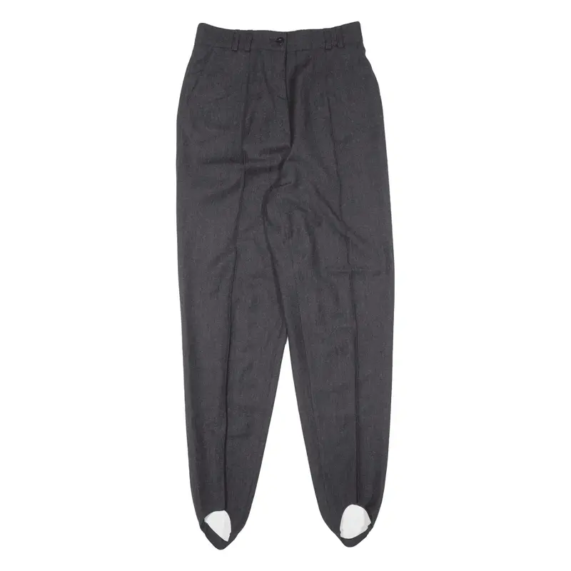 RAVENS Trousers Grey Relaxed Tapered Wool Womens W26 L29