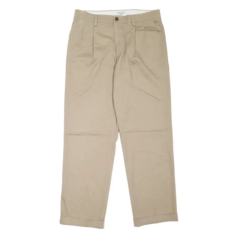 DOCKERS Chino Mens Trousers Beige Relaxed Tapered W32 L31