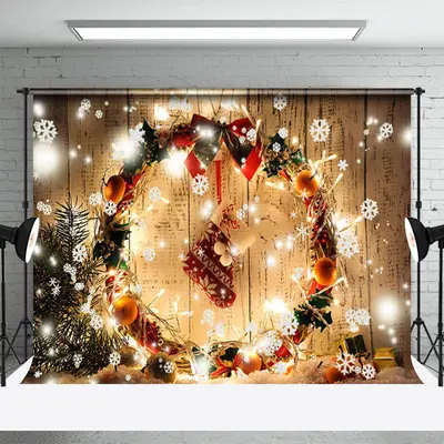 Light Xmas Wreath Snowflake Socks Christmas Backdrop - Aperturee