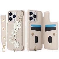 Faux Leather Phone Case with Short Lanyard & Card Holder, 1 Count Shockproof Phone Cover, Phone Accessories for iPhone 16 15...