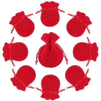 Beebeecraft 20Pcs Velvet Drawstring Bags 3.7x3Inch Calabash Shape Pouches Red Gifts Bags for Keeping Jewelry Other Items
