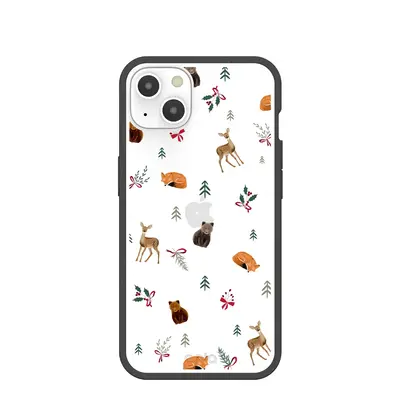 Clear Winter Woodland iPhone 13 Case With Black Ridge