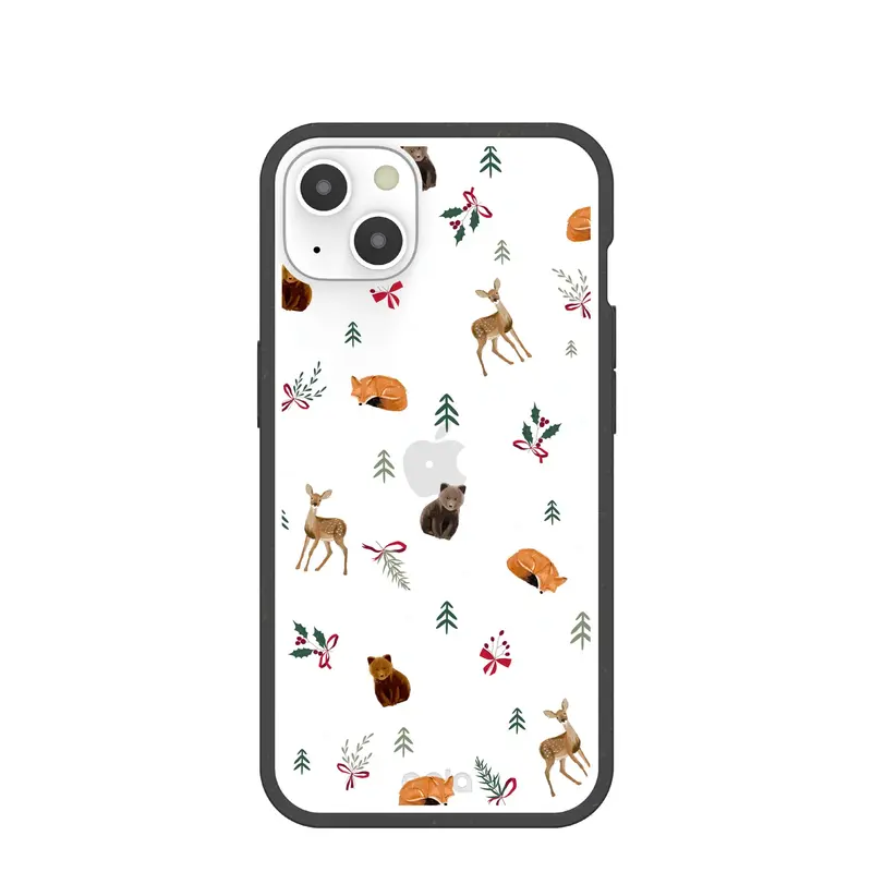 Clear Winter Woodland iPhone 13 Case With Black Ridge