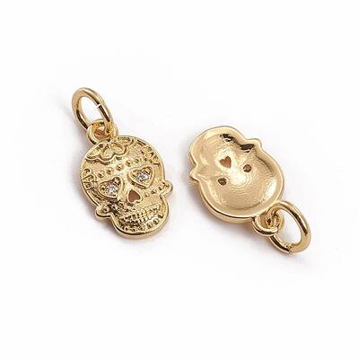Golden Plated Brass Micro Pave Cubic Zirconia Charms