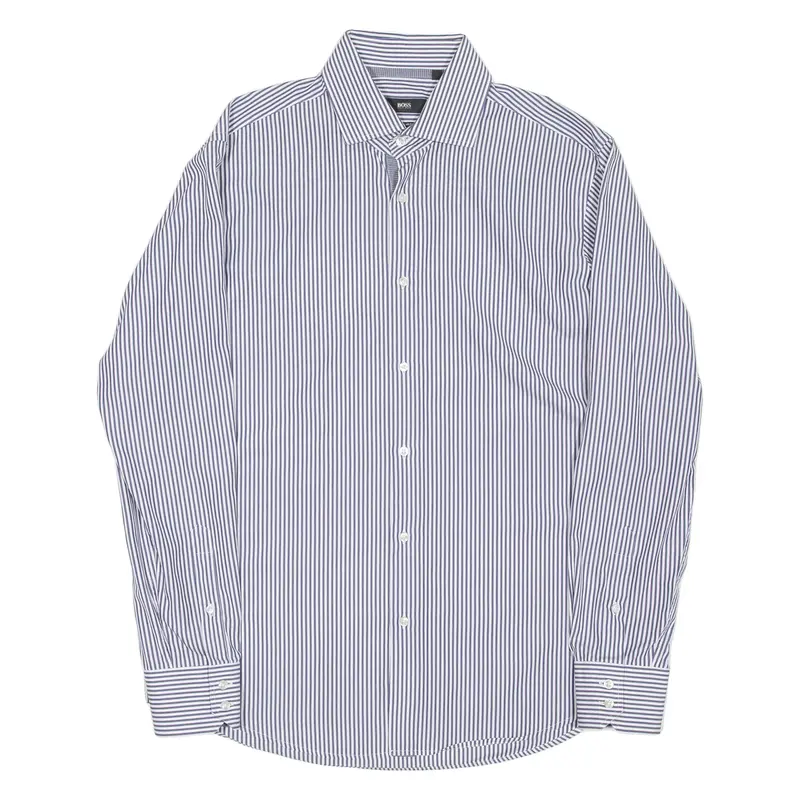 BOSS Regular Fit Mens Shirt Blue Striped Long Sleeve L