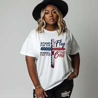 Stand for the Flag Kneel for the Cross Tee - Soft Breathable Cotton Unisex Fit Faith Freedom Statement Shirt for 4th of July ...