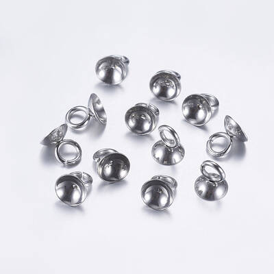 202 Stainless Steel Bead Cap Pendant Bails
