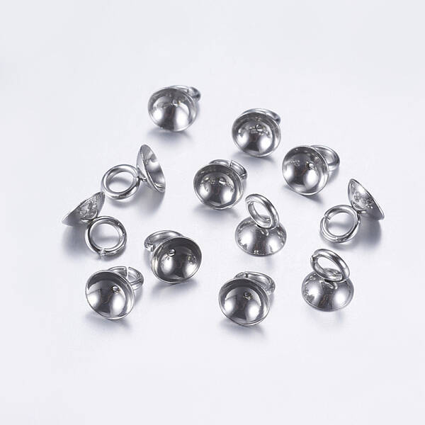 202 Stainless Steel Bead Cap Pendant Bails