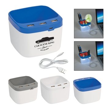50 Custom USB Desk Caddy - 3 Port Hub