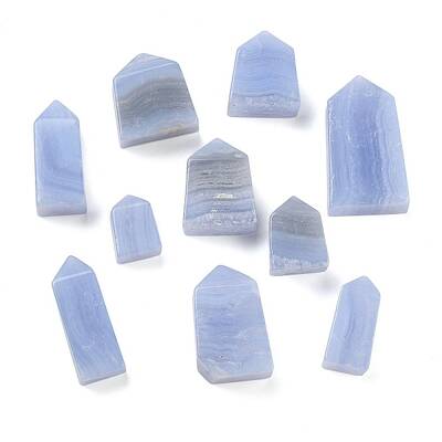 Natural Blue Lace Agate Point Pentagonal Prism Figurines