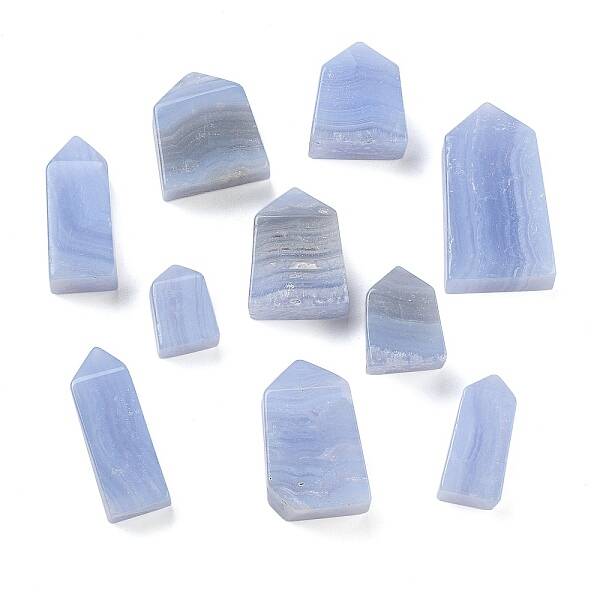 Natural Blue Lace Agate Point Pentagonal Prism Figurines