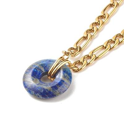Natural Lapis Lazuli Donut Pendant Necklace