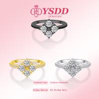 【#443 New Arrival】1.2CT Clover Ring vvs Synthetic Moissanite Rings in 925 Sterling Silver