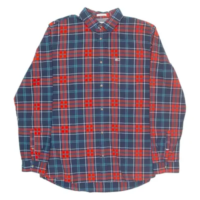 TOMMY HILFIGER Mens Shirt Red Check Long Sleeve L