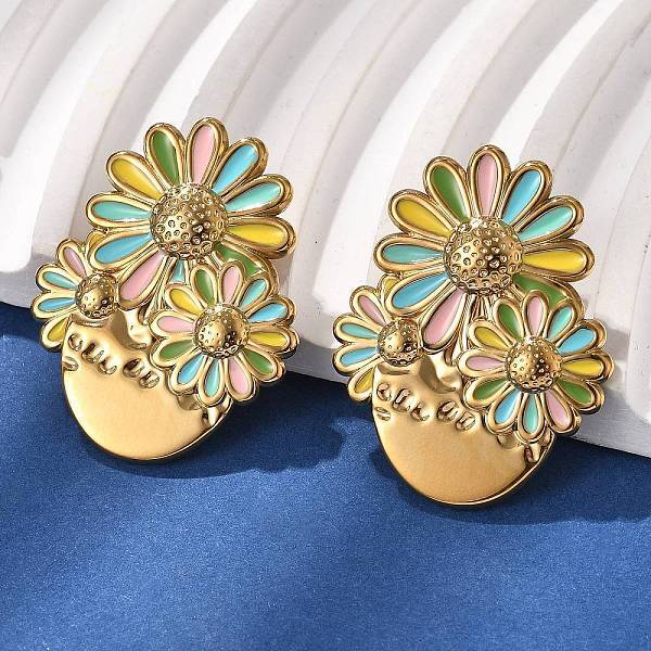 Flower 304 Stainless Steel Stud Earrings