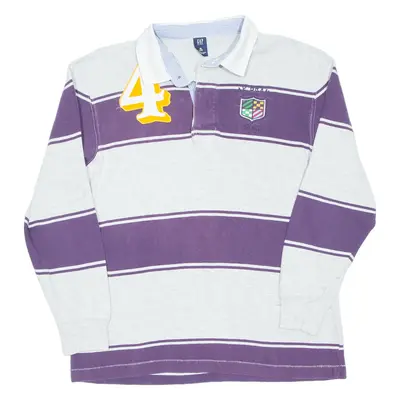 GAP Boys Polo Shirt Purple Striped Long Sleeve 12Y