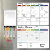 Magnetic Dry Erase Calendar Whiteboard, 1 Set Including Monthly, Weekly, and Daily Planning Calendar & 8 Markers & Eraser, Ma...