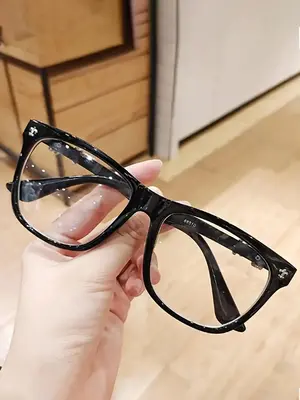 Unisex Vintage Black Stylish Square Frames Eyeglasses, Trendy Casual Lightweight Eyeglasses for Everyday Use, Fashion Accesso...