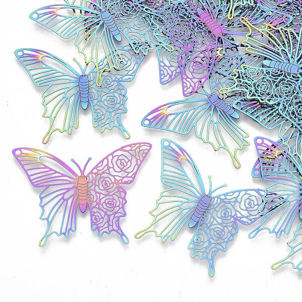 Ion Plating(IP) 304 Stainless Steel Filigree Pendants