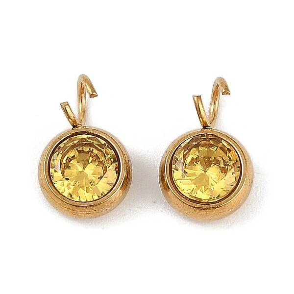 Ion Plating(IP) 304 Stainless Steel Micro Pave Cubic Zirconia Charms