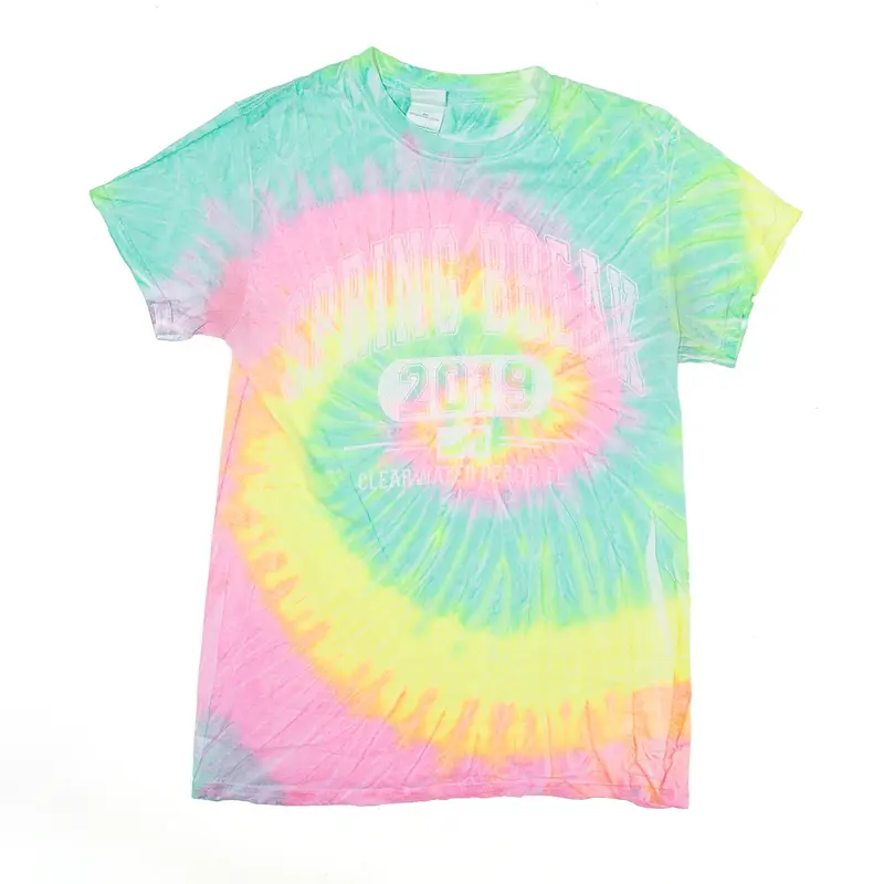 COLORTONE Beach Spring Break T-Shirt Green USA Short Sleeve Tie Dye Womens S