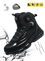 Men's lace-up Mid-top puncture and smash resistant safety shoes, contrasting mesh work shoes, suitable for outdoor work. Men'...
