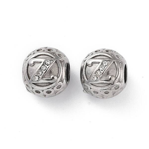 304 Stainless Steel Rhinestone European Beads