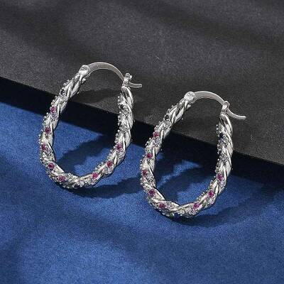 Brass Micro Pave Cubic Zirconia Hoop Earrings for Women
