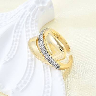 Brass Micro Pave Clear Cubic Zirconia Cuff Rings for Women