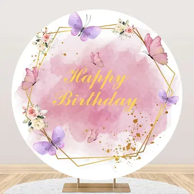 White Pink Abstract Marble Texture Round Backdrop