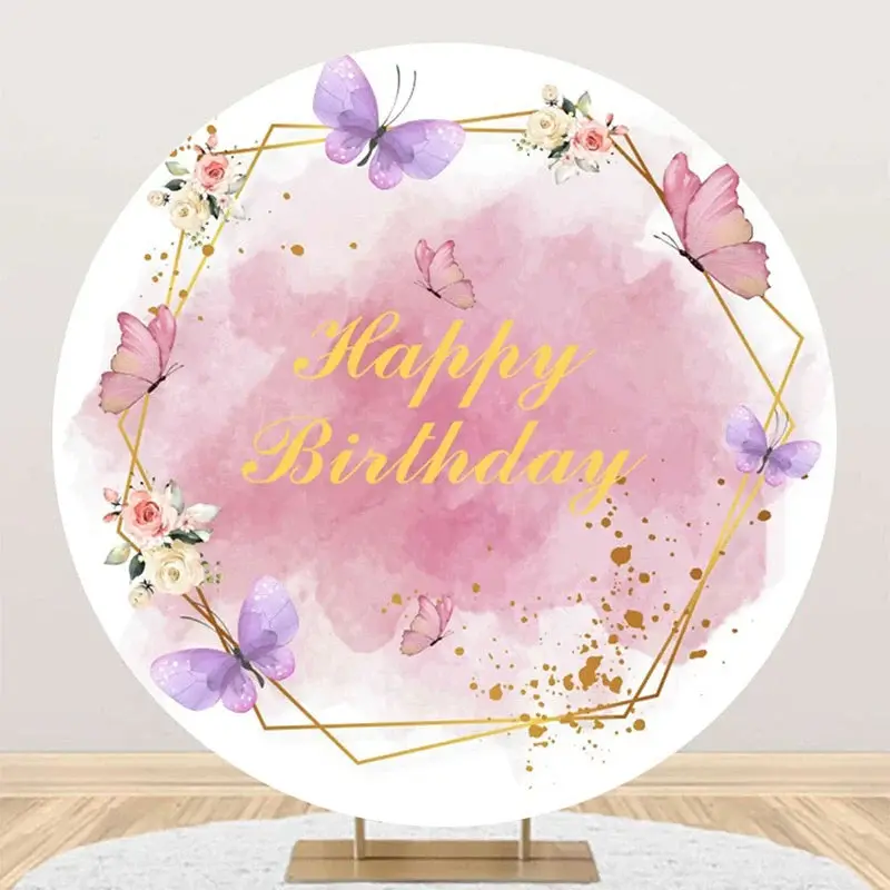 White Pink Abstract Marble Texture Round Backdrop