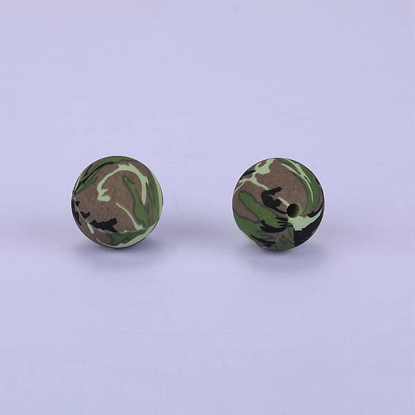 Printed Round Silicone Focal Beads