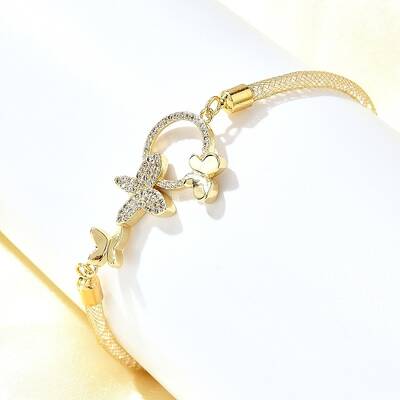 Brass Micro Pave Clear Cubic Zirconia Link Bracelets for Women