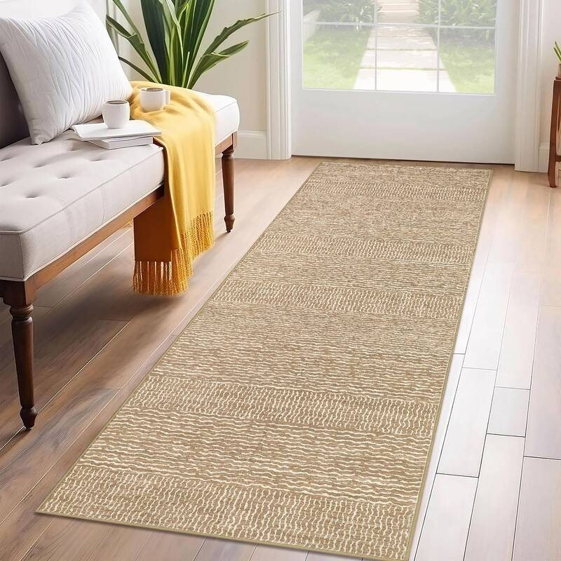 Garvee Runner Rugs 2x6 Washable Solid Non-Slip Low Pile Faux Wool Soft Durable for Hallway Kitchen Bathroom