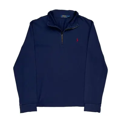 Polo By Ralph Lauren 1/4 Zip - Large Navy Cotton | Size: large