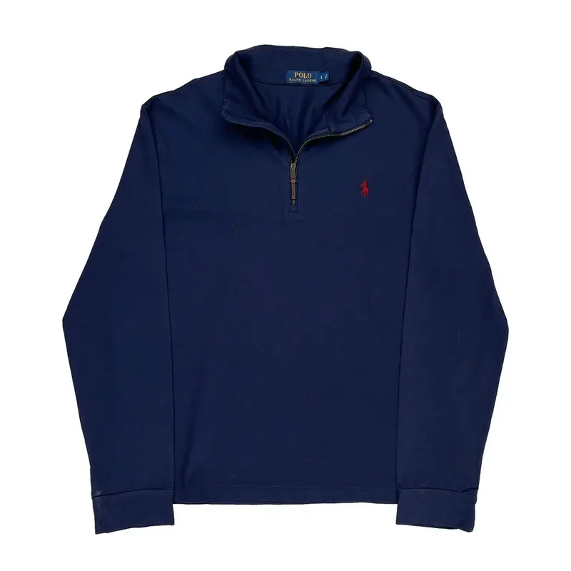 Polo By Ralph Lauren 1/4 Zip - Large Navy Cotton | Size: large