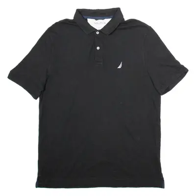 NAUTICA Mens Polo Shirt Black Short Sleeve XL