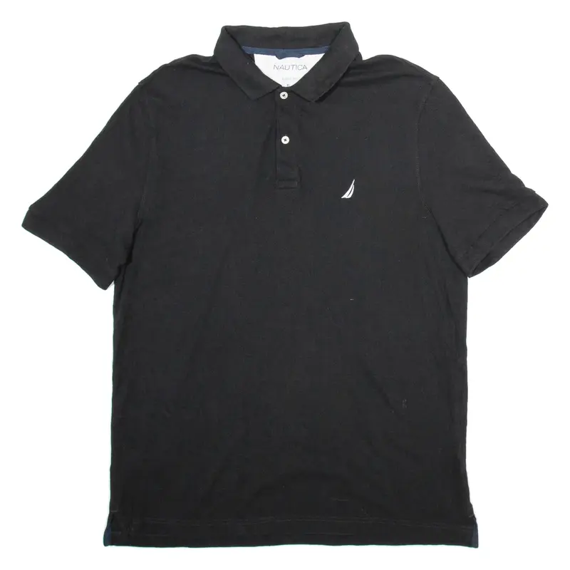 NAUTICA Mens Polo Shirt Black Short Sleeve XL